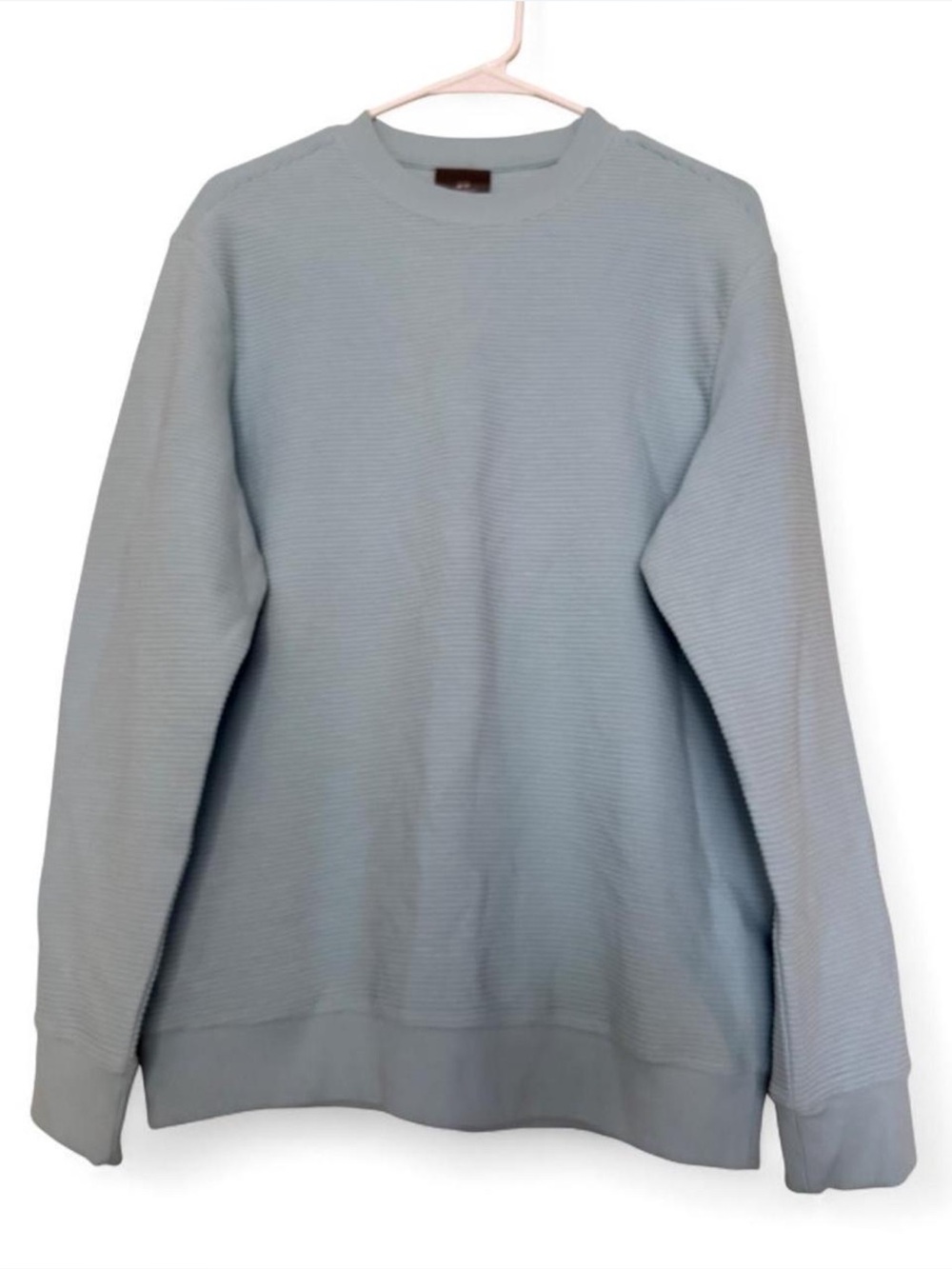 🆓 Men’s Blue Ribbed Crewneck Sweater - Picture 2 of 6
